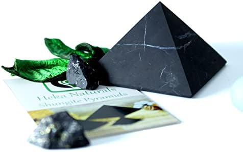 Heka Naturals לא מצולץ פירמידה פירמידה גביש אבן שחורה | אבן שולחן של שולחן שולחן שולחן אבן שונגיט לבית או למשרד - אבני צ'אקרה,